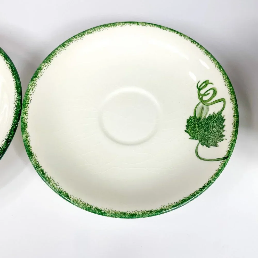 Poole Pottery Green Leaf Breakfast Cup and Saucer 2 sets